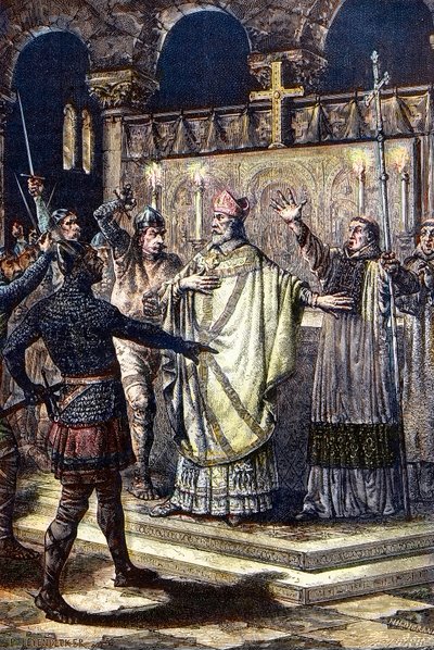 Die Ermordung von St. Thomas Becket in der Kathedrale von Canterbury, 29. Dezember 1170, durch Ritter vom Hofe König Heinrichs II. von Unknown artist