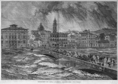 Das Hochwasser des Arno in Florenz im Jahr 1868 von Unknown artist