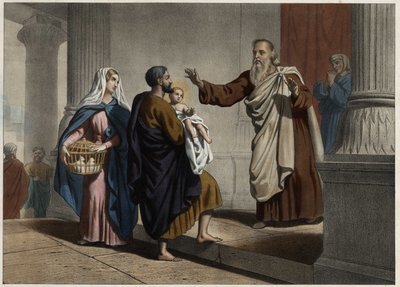 Die Darstellung Christi im Tempel. Anonyme Gravur aus der Mitte des 19. Jahrhunderts. von Unknown artist