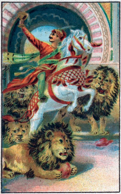 Die Quelle der Löwen. Geschichte von Prinz Ahmed und der Fee Paris-Banou. Geschichte aus 1001 Nacht. Chromolithographie aus dem späten 19. Jahrhundert von Unknown artist