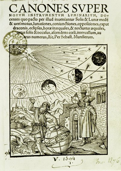 Die Bewegungen von Sonne und Mond, beobachtet von Astronomen - Frontispiz des Buches „Super Canones“ von Unknown artist