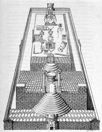 Der Tempel Salomos in Jerusalem, nach einer der Figuren, die auf dem Boden der Logen während der Franco-Maçonischen Empfänge gezeichnet werden sollen - in „La France Juive“ von Edouard Drumont von Unknown artist