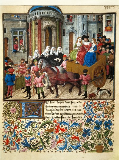 Theseus in Athen. Miniatur aus einem französischen Manuskript von „Teseida delle nozze di Emilia“ von Giovanni Boccaccio (1313-1375) von Unknown artist