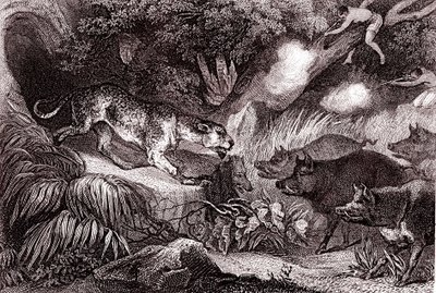 Tigerjagd im Amazonaswald (Gravur) von Unknown Artist