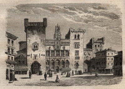 Rathaus von Narbonne - Languedoc-Roussillon-Midi-Pyrenees - Frankreich - Gravur in 