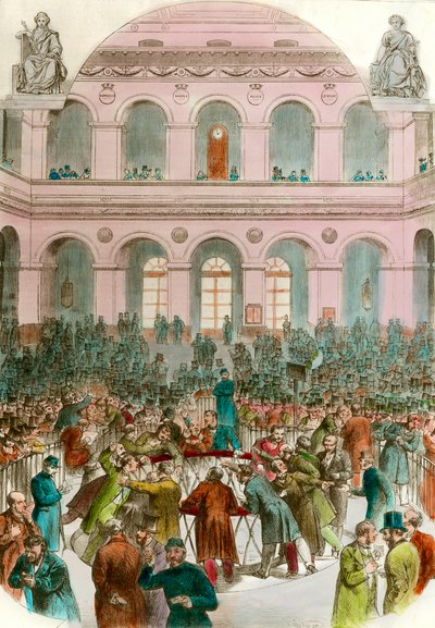 Müll der Börsenmakler an der Pariser Börse (Gravur 1856) Private Sammlung von Unknown artist