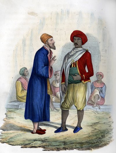 Zwei Männer auf den Straßen von Algier im Jahr 1830. In „L