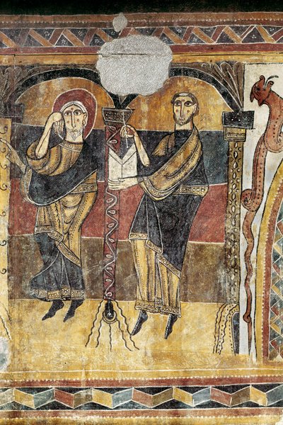 Zwei Heilige. Detail eines Freskos aus der Kirche Santa Maria von Taull. Um 1123. Barcelona. Nationalmuseum für Kunst von Katalonien. von Unknown artist