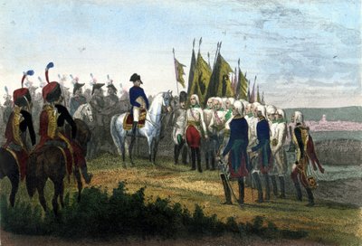 Kapitulierung von Ulm. 20.10.1805. Die österreichische Armee wurde von den Truppen Napoleons besiegt. Gravur des 19. Jahrhunderts. von Unknown artist