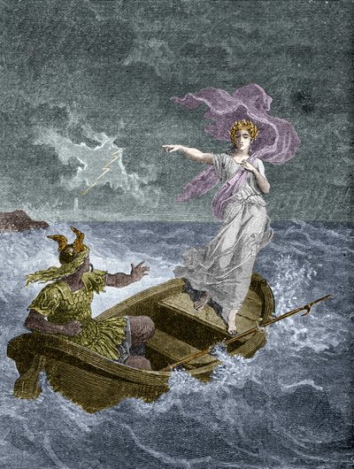 Vercingetorix und Druidesse. In „Histoire de la magie du Monde supernaturel et de la Fatalite à travers les temps et les peuples“, Furne Jouvet et et Cie editeurs (1880) von Unknown artist