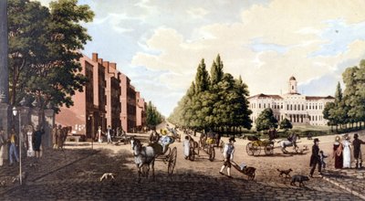 Ansicht von New York: Broadway und Rathaus. SD-Lithographie um die Mitte des 19. Jahrhunderts von Unknown artist
