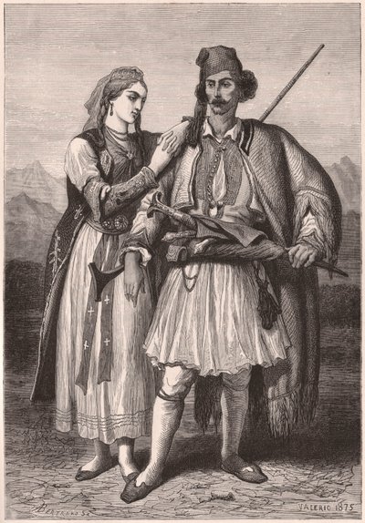 Ansicht eines Paares in albanischer Tracht im 19. Jahrhundert von Unknown