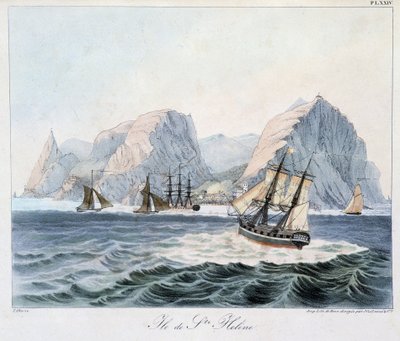 Ansicht der Insel St. Helena in "Ansichten und Landschaften der Äquinoktialregionen, gesammelt auf einer Weltreise", frühes 19. Jahrhundert von Unknown artist