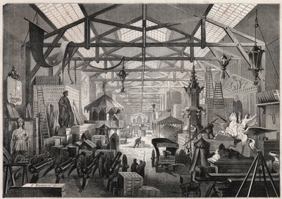 Ansicht der Bauwerkstätten von Eugène Delessert, Gesellschaft zur Organisation öffentlicher Feste, Avenue Dauphine in Paris - Gravur in „Le Monde Illustré“ von Unknown artist