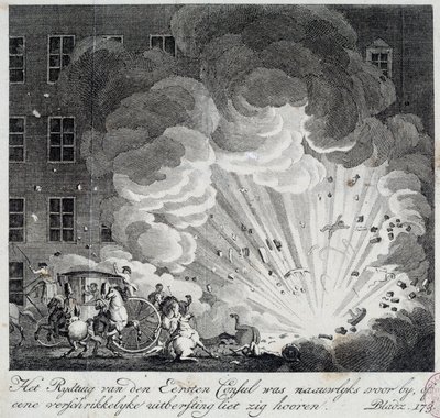 Ansicht der Explosion der Höllenmaschine in der Rue Saint Nicaise in Paris am 3. Nivose an IX von Unknown artist