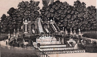 Blick auf den großen Wasserfall im Park von Saint-Cloud, Frankreich von Unknown artist