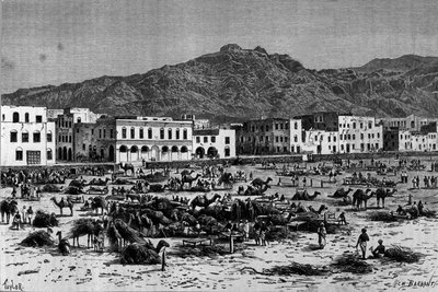 Ansicht des Marsches von Aden in Abessinien. Gravur um 1880 von Unknown artist