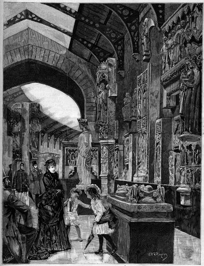 Ansicht des Museums für vergleichende Architektur im Palais du Trocadéro in Paris im Jahr 1882. Gravur in "Die illustrierte Welt" Nr. 1314 vom 3. Juni von Unknown artist