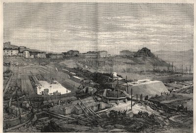 Ansicht der neuen Docks, die von der italienischen Regierung im Hafen von La Spezia gebaut wurden. Gravur in „L