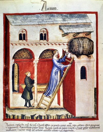 Essigproduktion. Illustration aus dem Tacuinum sanitatis von Unknown artist