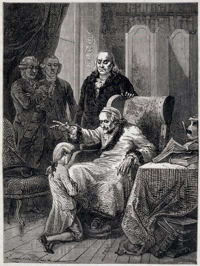 Voltaire unterweist Franklins Enkel - in „L