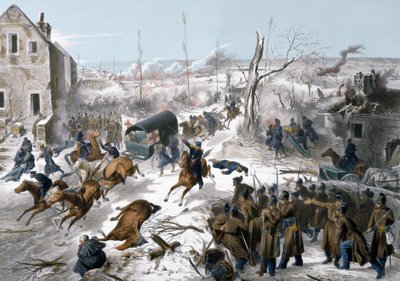 Krieg von 1870 zwischen Frankreich und Preußen: Rotes Kreuz während der Schlacht von Bapaume im Pas de Calais am 2. und 3. Januar 1871, die den Sieg der Nordarmee unter General Faidherbe gegen die Preußen sah von Unknown artist
