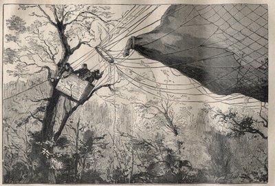 Krieg von 1870: der Abstieg des Ballons „Armand Barbès“ mit Léon Gambetta an Bord am 7. Oktober 1870 - Gravur in „La Science française“ von Unknown artist