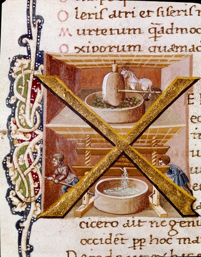 Arbeiten in einer Ölmühle (Miniatur) von Unknown artist
