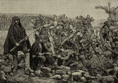 Jugendliche unter Feigenkakteen, Aufstand der Fasci Siciliani, Italien, Foto von E X aus L