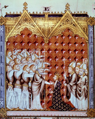 Salbung des Königs von Frankreich, in Anwesenheit von Bischöfen und seinen Baronen von Unknown artist
