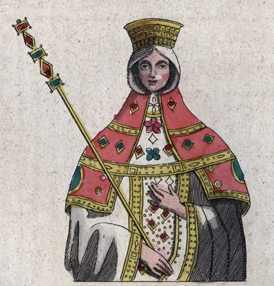 Porträt von Eudokia (oder Eudocia) Ingerina (Eudocia Ingerina) (ca. 840 - ca. 882) Ehefrau des byzantinischen Kaisers Basileios I. - Gravur aus „Usi e Costumi di Tutti i Popoli dell