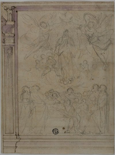 Mariä Himmelfahrt (recto); Skizzen von architektonischen Details (verso) von Unknown Florentine