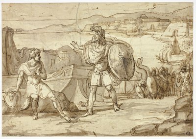 Szene aus der Ilias: Konfrontation zweier Krieger von Unknown Italian