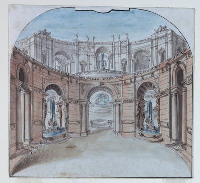 Bühnenbild: Palastarchitektur von Unknown, Italian