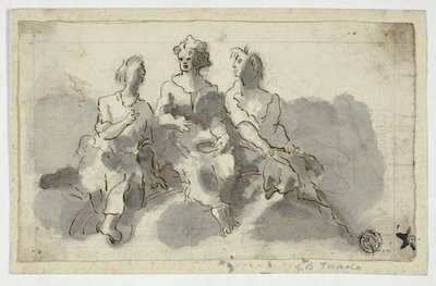Drei sitzende Figuren (recto); Sitzender Mann im Profil (verso) von Unknown Italian