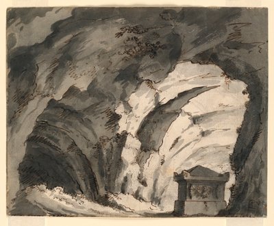 Zeichnung, Bühnenbild, Grab in einer Höhle, frühes 19. Jahrhundert von Unknown artistUnknown artist