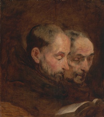 Eine Kopie nach einem Gemälde, das traditionell Van Dyck zugeschrieben wird, von zwei lesenden Mönchen von Unknown artist