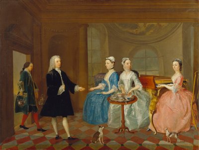 Eine Familie wird mit Tee bedient, möglicherweise die Familie Carter von Unknown artist