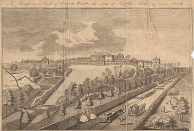 Eine perspektivische Ansicht von Prior Park, dem Sitz von Ralph Allen Esq. in der Nähe von Bath von Unknown artist