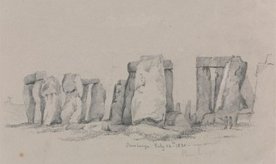 Ansicht von Stonehenge mit zwei Figuren im Vordergrund von Unknown artist