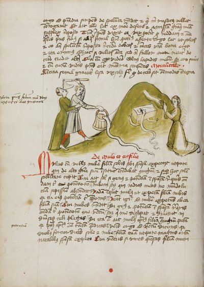 Eine betende Frau und eine Schlange auf einem nahegelegenen Hügel; Ein Mann versucht, eine Schlange mit einer Axt zu töten von Unknown artist