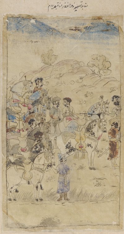 Eine Gruppe von Männern und Pferden von Unknown artist