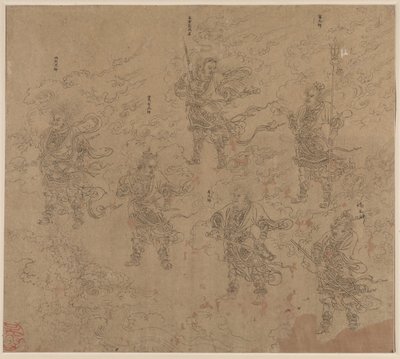 Album mit daoistischen und buddhistischen Themen: Prozession daoistischer Gottheiten: Blatt 16 von Unknown artist