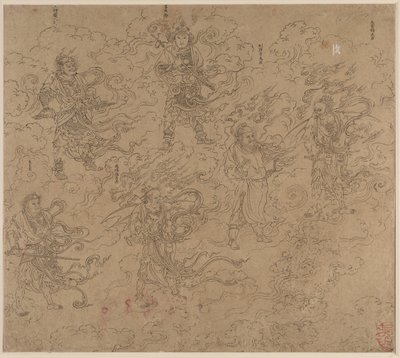 Album mit daoistischen und buddhistischen Themen: Prozession daoistischer Gottheiten: Blatt 19 von Unknown artist