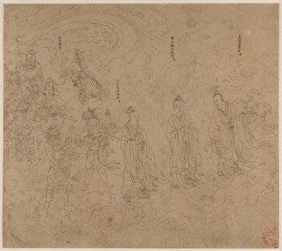 Album mit daoistischen und buddhistischen Themen: Prozession daoistischer Gottheiten: Blatt 20 von Unknown artist