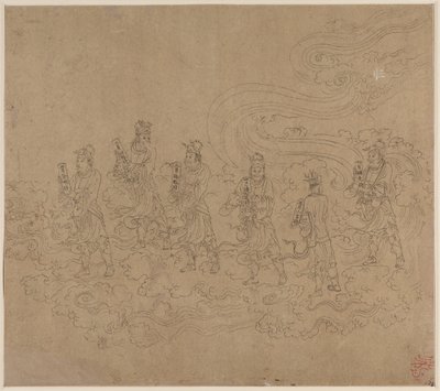 Album mit daoistischen und buddhistischen Themen: Prozession daoistischer Gottheiten: Blatt 23 von Unknown artist