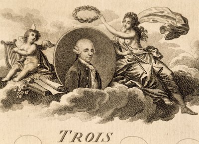 Allegorie von Franz Joseph Haydn (1732-1809) auf der Titelseite der Partitur für Drei Quartette, Opus 75, Buch I von Unknown artist