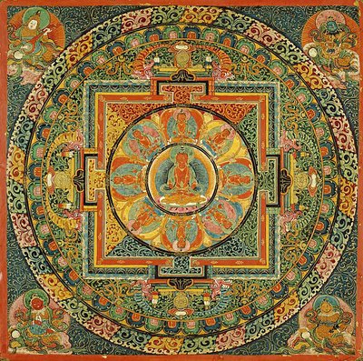 Altartisch mit Mandala von Amitayus, dem Buddha des unendlichen Lebens von Unknown artist