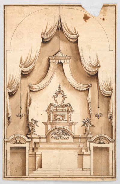 Ein Altar mit einer Struktur zur Ausstellung eines Kreuzes, wahrscheinlich ein Heiliges Grab von Unknown artist