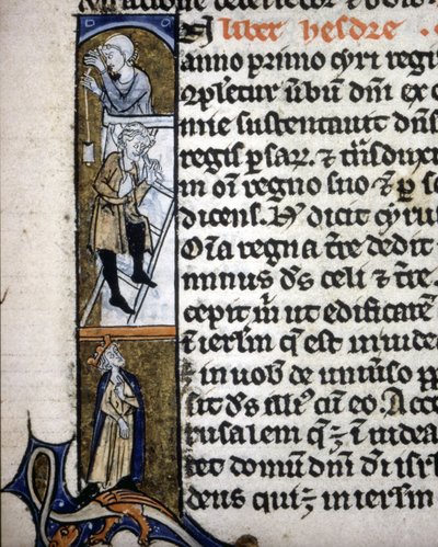 Eine Beleuchtung, die eine Bauszene im 14. Jahrhundert darstellt von Unknown artist